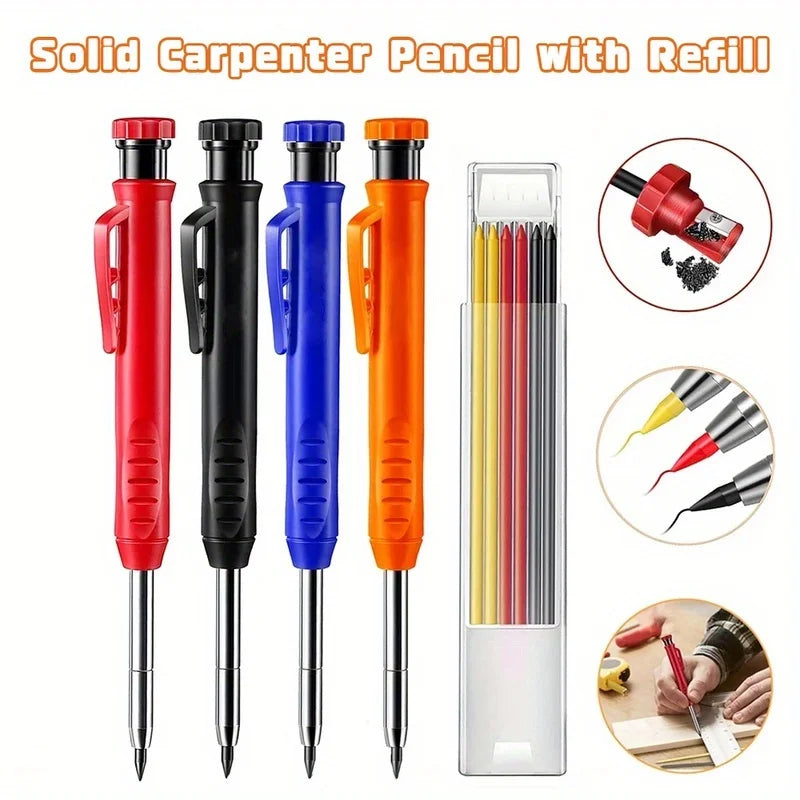 Deep Hole Carpenter Pencil with Refills & Built-In Sharpener Carpenter Pencil Babs