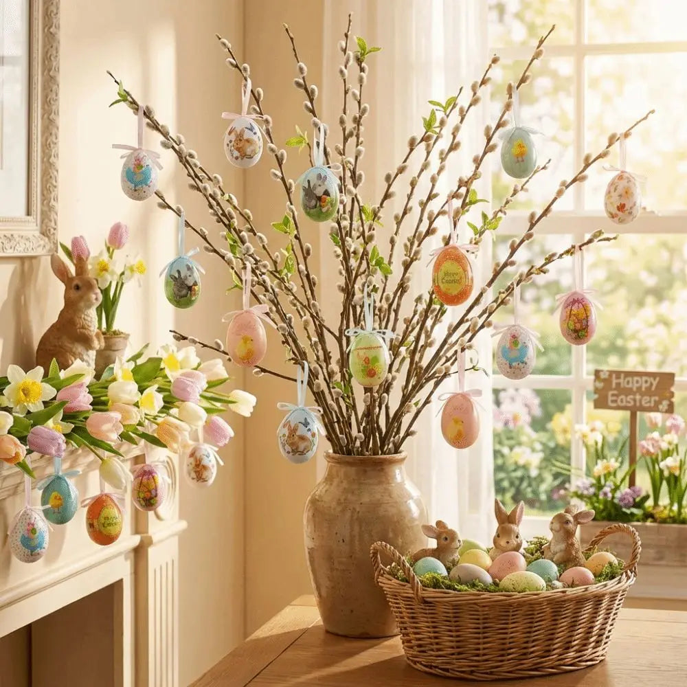 Painted Foam Easter Eggs DIY Pendants – Colorful Set of 3 Easter Egg Ornaments Babs