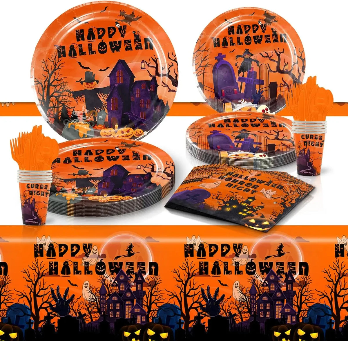 Halloween Disposable Tableware Set – Plates, Cups & More Disposable Tableware Set Babs orange 3Set