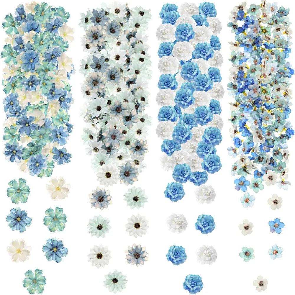50Pcs Silk Artificial Rose Flower Heads | Wedding & Home Décor Artificial Flowers Babs Blue 50Pcs