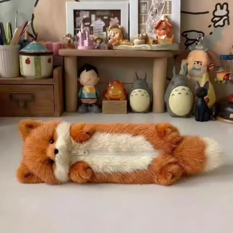 Fox Plush Pencil Case – Kawaii Zipper Stationery Bag Plush Pencil Case Babs