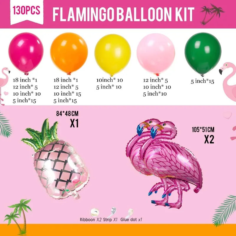 130PCS Flamingo Balloon Arch Kit – Pink Gold Tropical Party Set Balloon Arch Kit Babs
