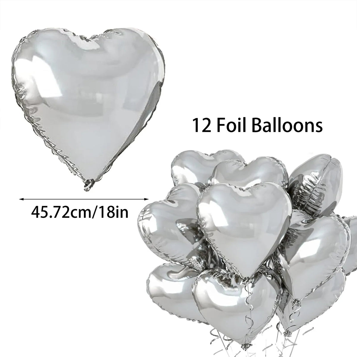 10Pcs 18" Heart Foil Balloons – Wedding & Party Decoration Foil Party Balloons Babs