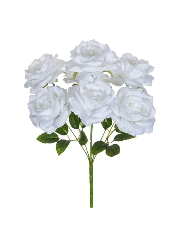 Artificial Silk Rose Bouquet – Wedding & Home Decor Artificial Flower Bouquet Babs WHITE 1pc