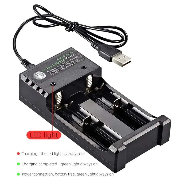 18650 Dual Slot USB Li-Ion Battery Charger with LED Indicator Battery Charger Babs
