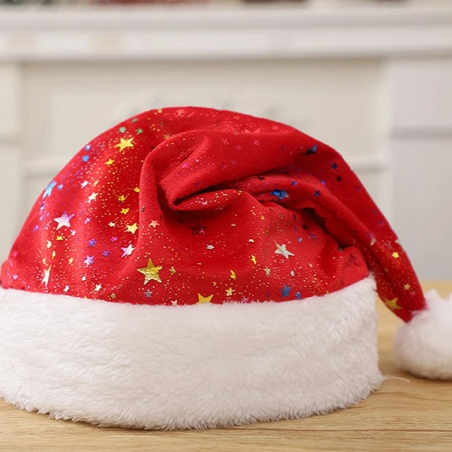 Adult Christmas Hat – Soft Festive Party Hat with Gold Stars Christmas Party Hat Babs 1PC 1 40x30CM