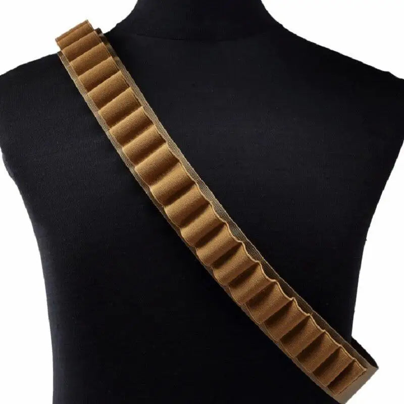 26-Round 12 Gauge Bandolier Belt – Nylon Ammo Shell Holder Ammo Bandolier Belt Babs Sand