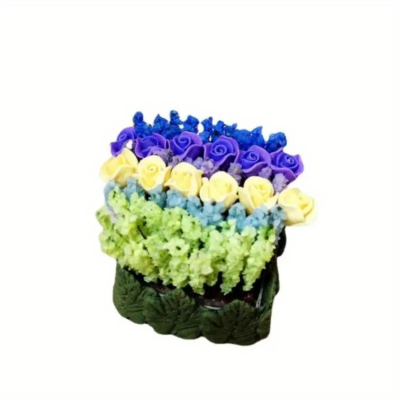 1:12 Miniature Clay Rose Potted Plant – Micro Landscape Décor Dollhouse Miniature Decor Babs