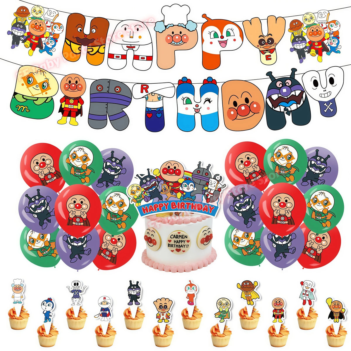 Anime Hero Birthday Party Decoration Set – Balloons, Banner & More Party Decoration Set Babs 1set C