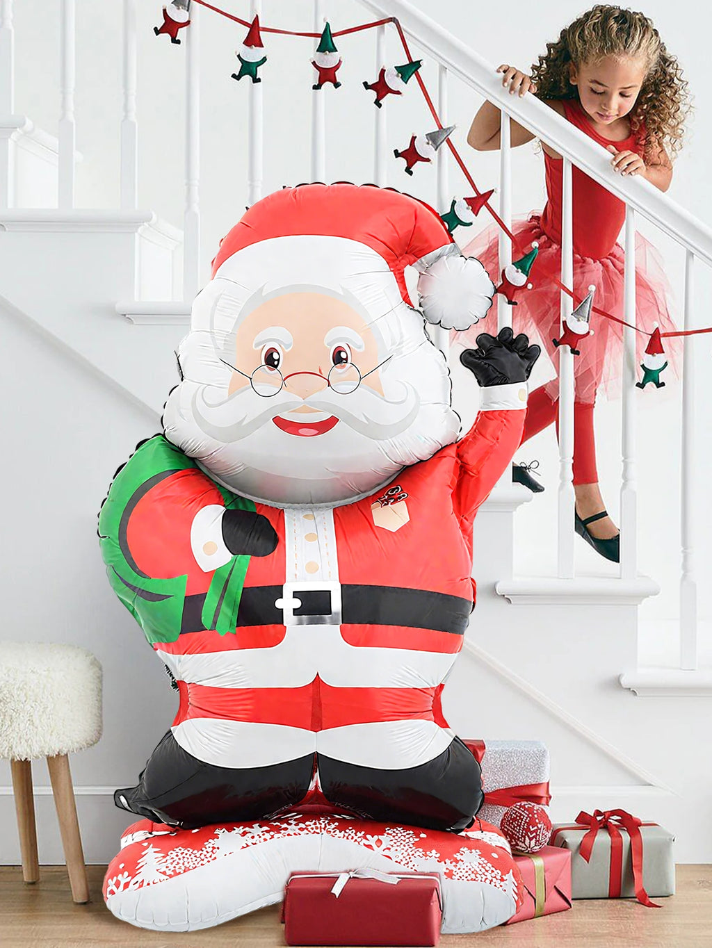 Standing Santa Claus Foil Balloon – Christmas Party Decor Holiday Foil Balloon Babs