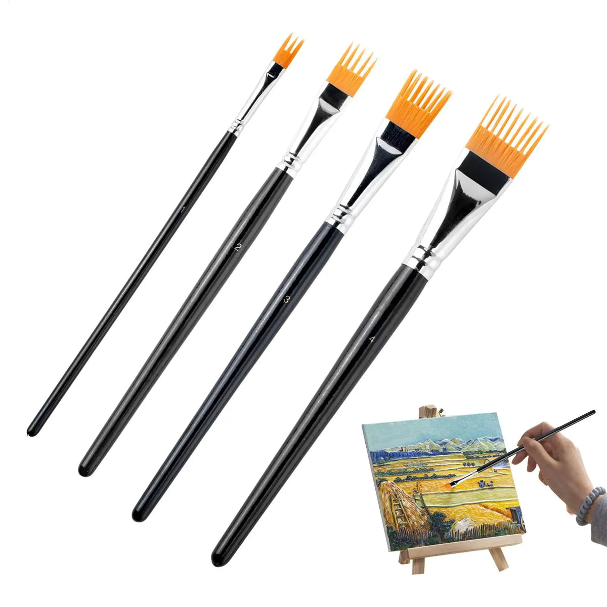 4-Piece Serrated Paintbrush Set – Watercolor, Oil & Art Brushes Art Paintbrush Set Babs