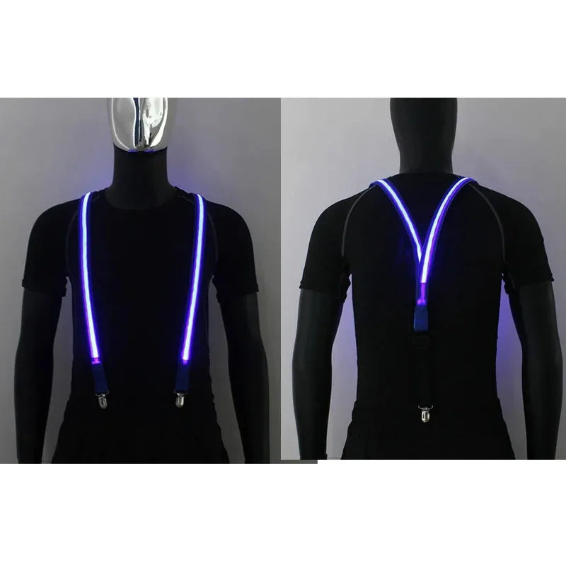 LED Light Up Suspenders & Bow Tie Set – Glow Party Costume LED Costume Accessories Babs