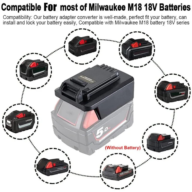 MIL18BPS Battery Adapter: Milwaukee 18V to Black+Decker 20V Tools Power Tool Battery Adapter Babs