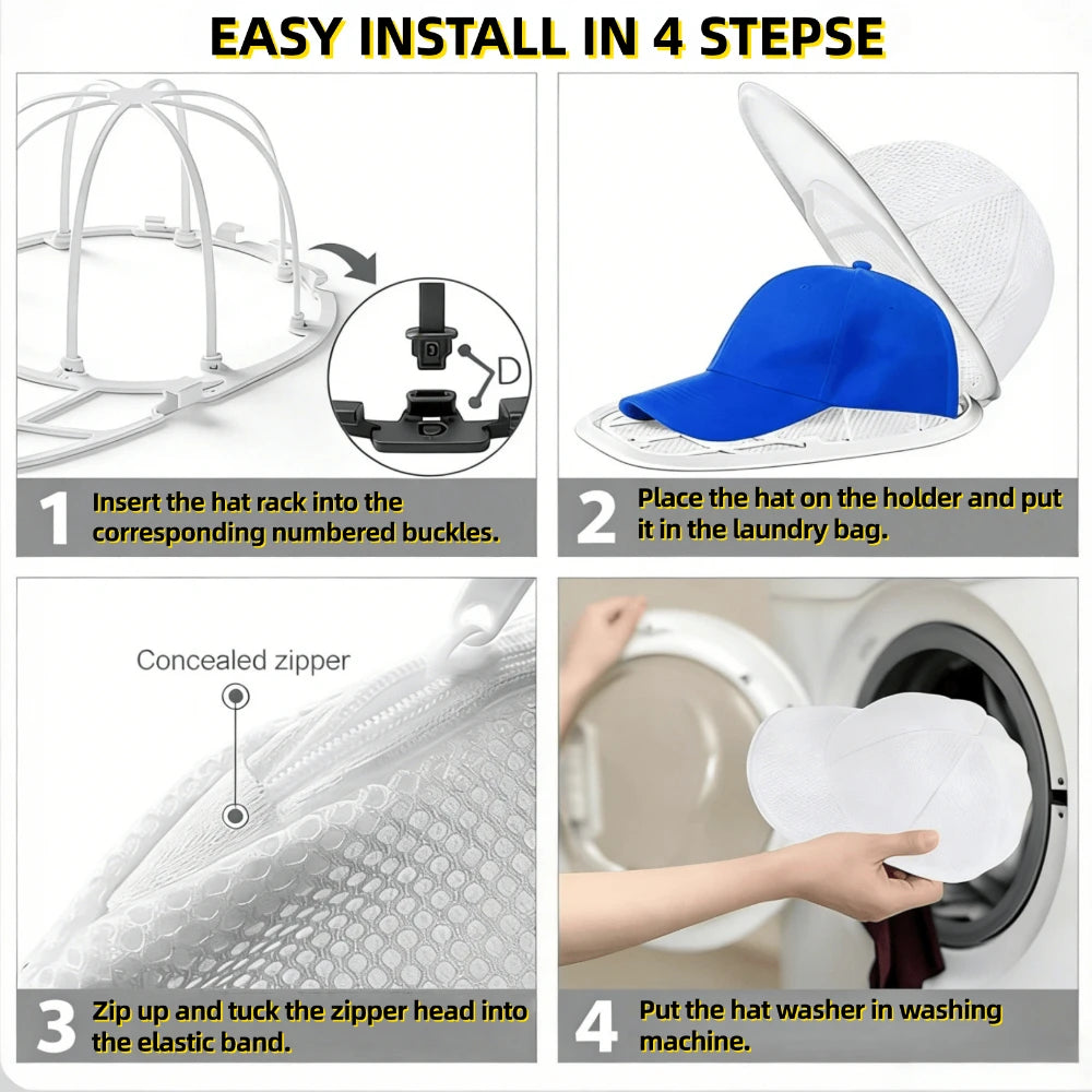 Cap Washing Bag with Frame – Baseball Hat Washer Protector Hat Washing Bag Babs
