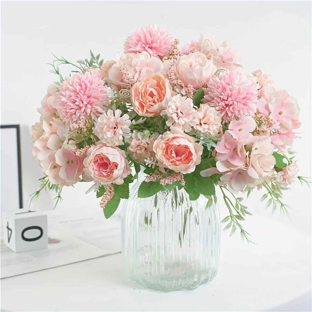 Artificial Silk Peony & Hydrangea Bouquet – 4 Bunches Artificial Flower Bouquet Babs