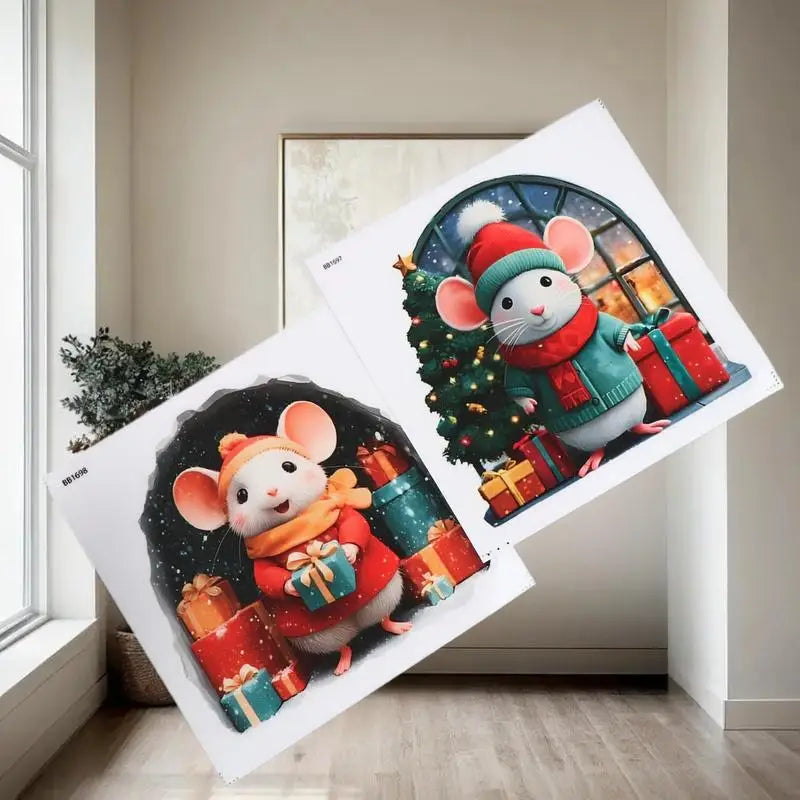 Christmas Mouse Hole Wall Stickers – Cute Xmas Home Decor Christmas Wall Sticker Babs