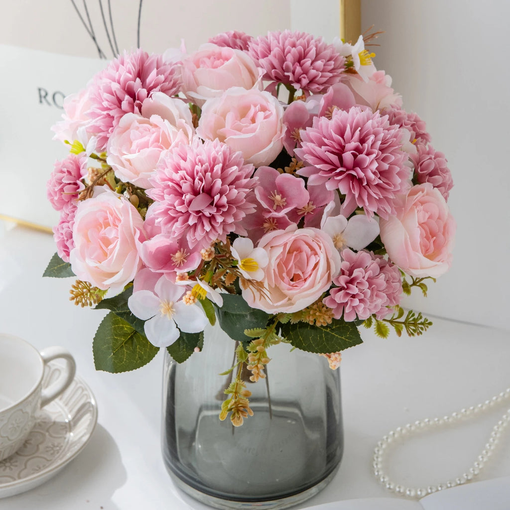 Artificial Silk Peony & Chrysanthemum Flowers – Wedding Décor Artificial Silk Flowers Babs