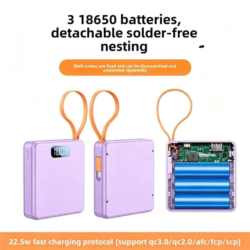 DIY 22.5W Power Bank Shell – 3x18650 Solderless Battery Box Power Bank Shell Babs
