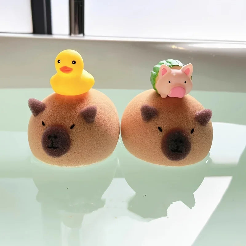Cute Capybara Bath Sponge – Soft Face & Body Wash Ball Bath Sponge Babs