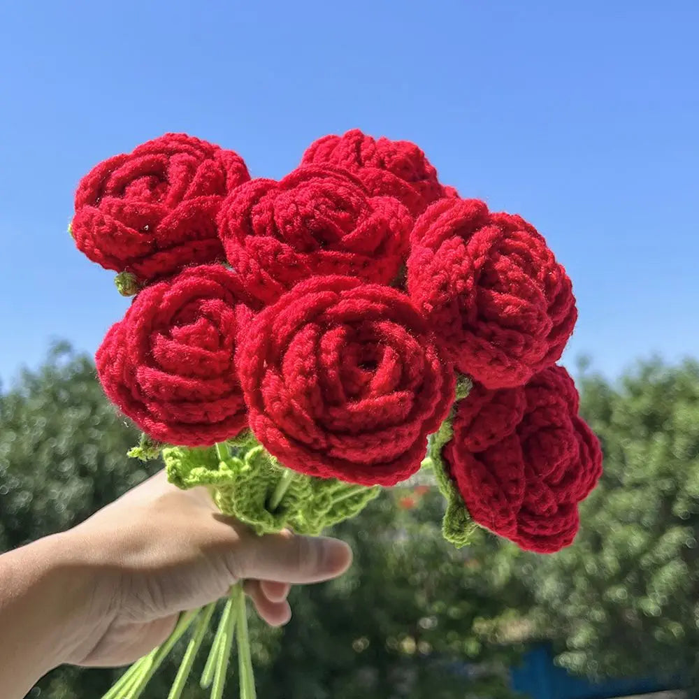 Handmade Crochet Rose Artificial Flowers for Wedding & Home Artificial Flowers Babs
