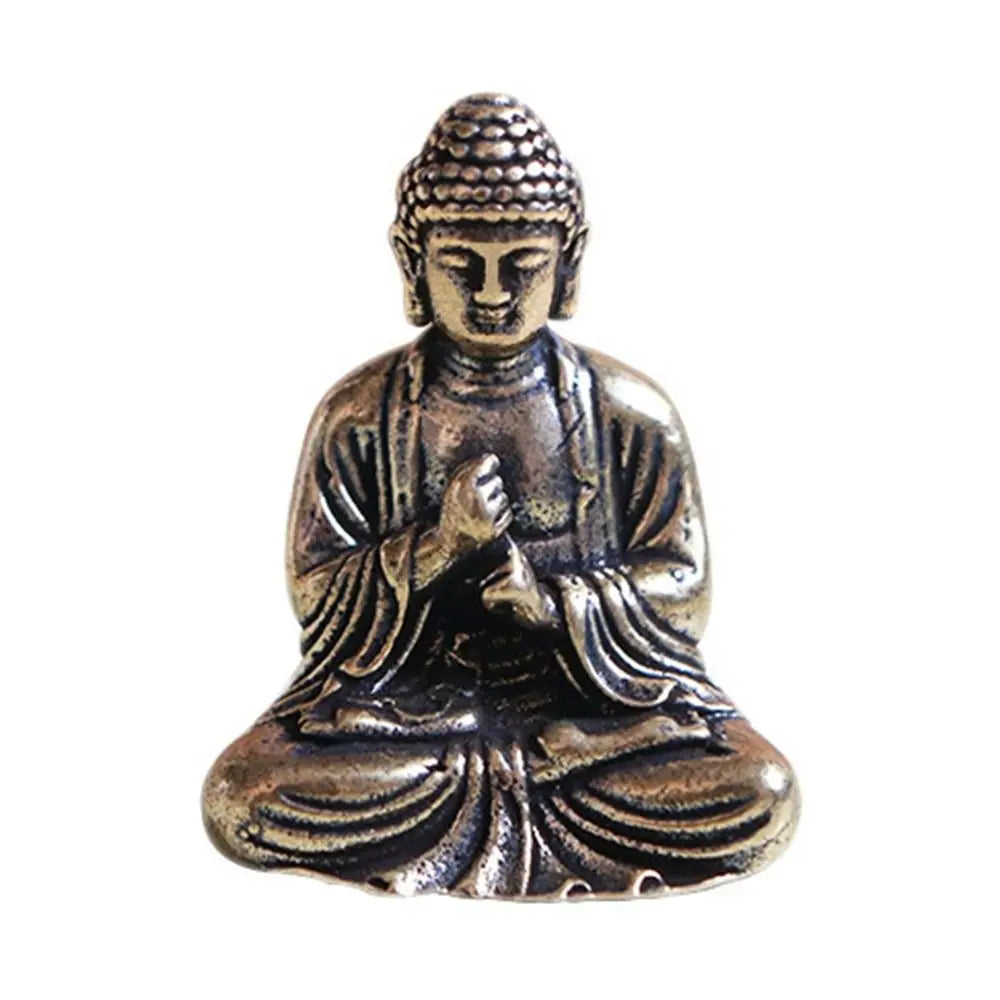 Miniature Brass Buddha Figurine Desktop Ornament | Bonsai Decor Decorative Figurine Babs Vintag