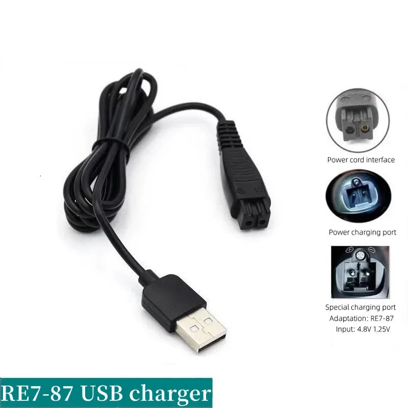 USB Charging Cable for 4.8V Razors – RE7, ES-LF, ES-LV Series Razor Charging Cable Babs