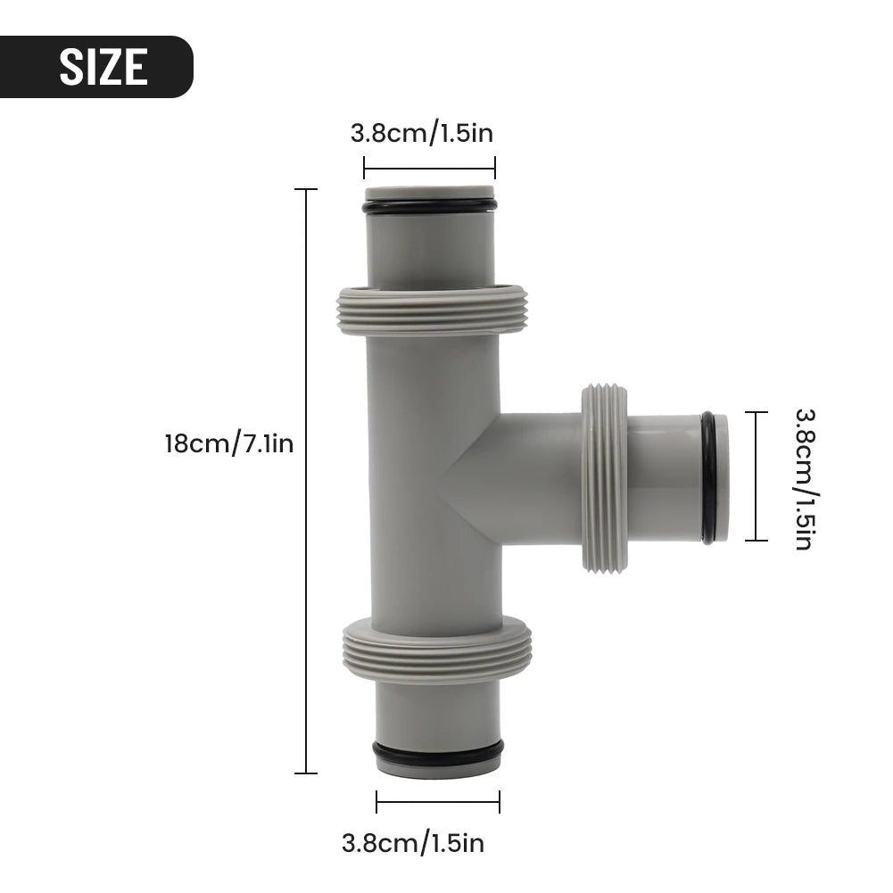 Intex Pool T-Connector Hose Adapter with O-Rings – 1.5 Inch Pool Hose Adapter Babs Default Title