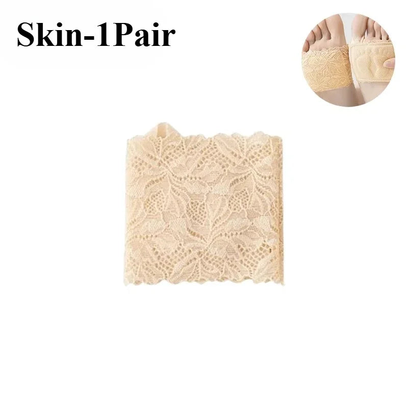 Women's Non-Slip Half Sole Lace Foot Cover Socks 1-10 Pairs Half Sole Foot Cover Babs Skin-1Pair