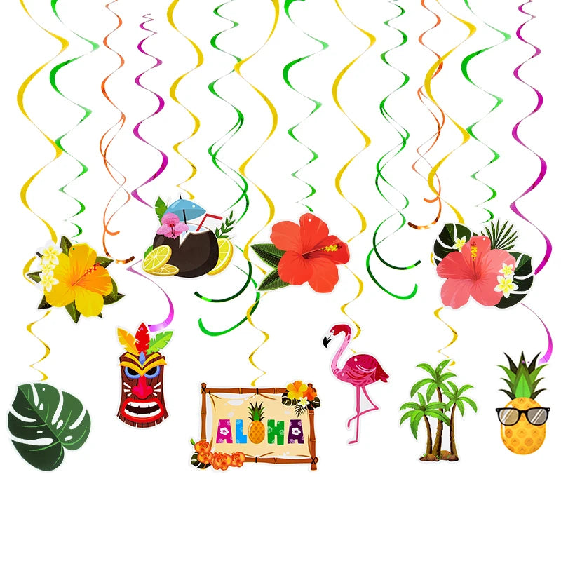 10Pcs Flamingo Hawaiian Hanging Swirl Party Decorations Party Hanging Decorations Babs