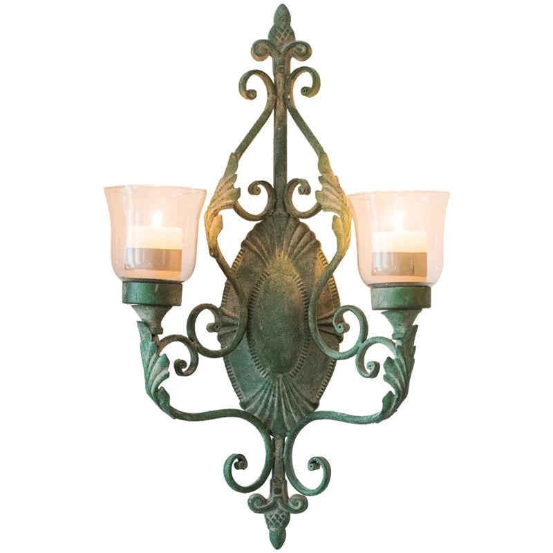 Retro Wrought Iron Wall Candle Holder – French Garden Sconce Wall Candle Sconce Babs