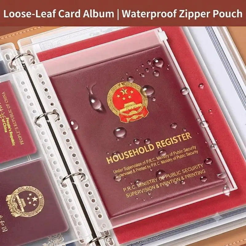 PU Leather Document Organizer | Clear Pockets, A4, Travel Document Organizer Babs