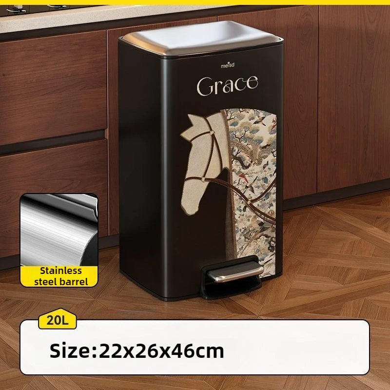 Stainless Steel Foot Pedal Trash Can with Lid – 15L/20L Foot Pedal Trash Can Babs Foot Pedal Type-20L