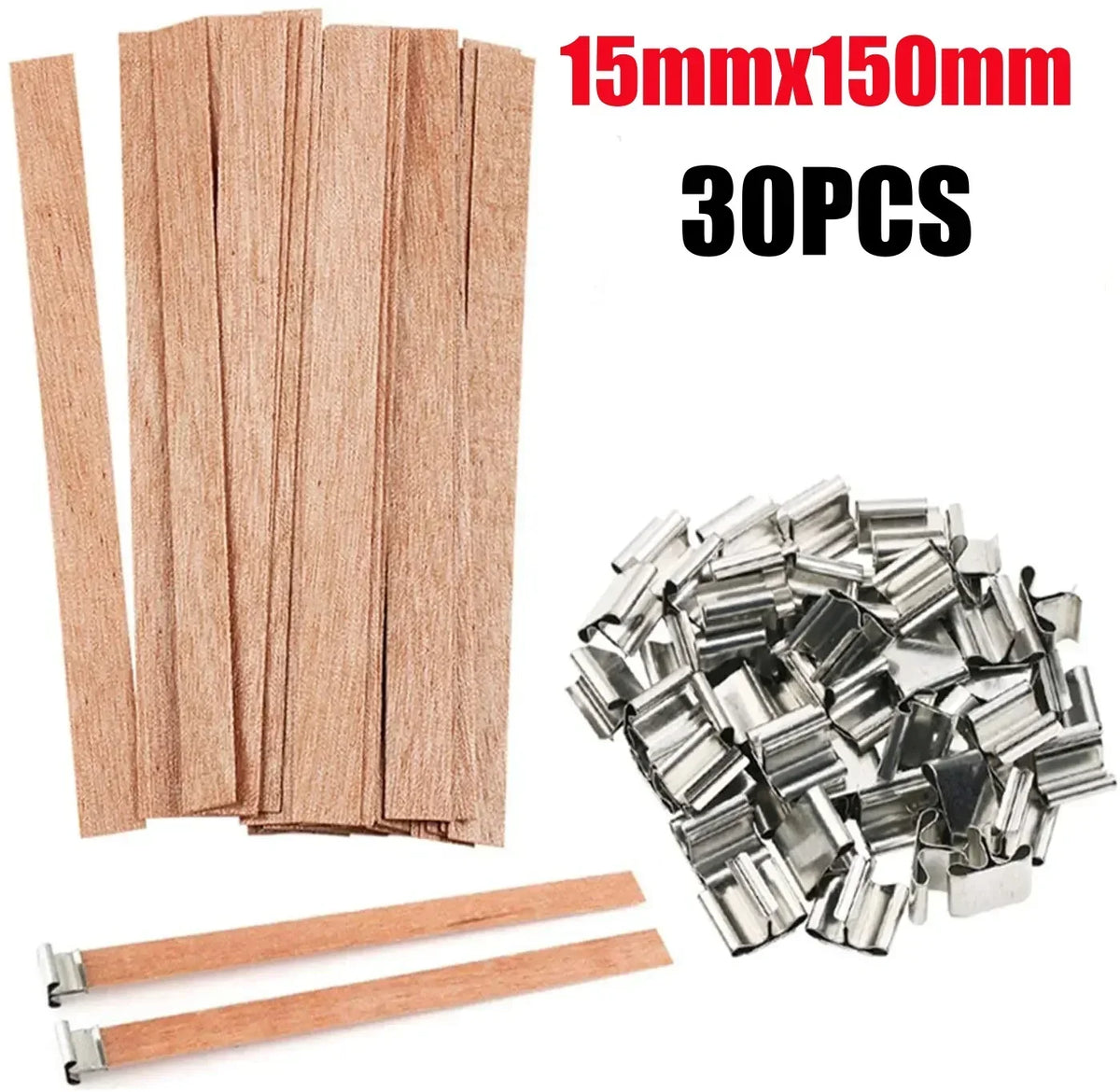 Wooden Candle Wicks for DIY Soy & Paraffin Candle Making Candle Making Wicks Babs L-30PCS