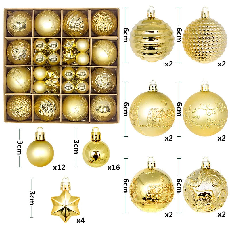 Christmas Ball Ornament Set – Snowflake Xmas Tree Decorations 2025 Christmas Ornament Set Babs 44Pcs-F as picture