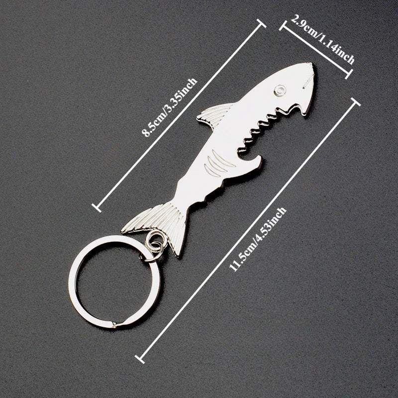 Shark Bottle Opener Keychain – Zinc Alloy Silver Key Ring Keychain Bottle Opener Babs