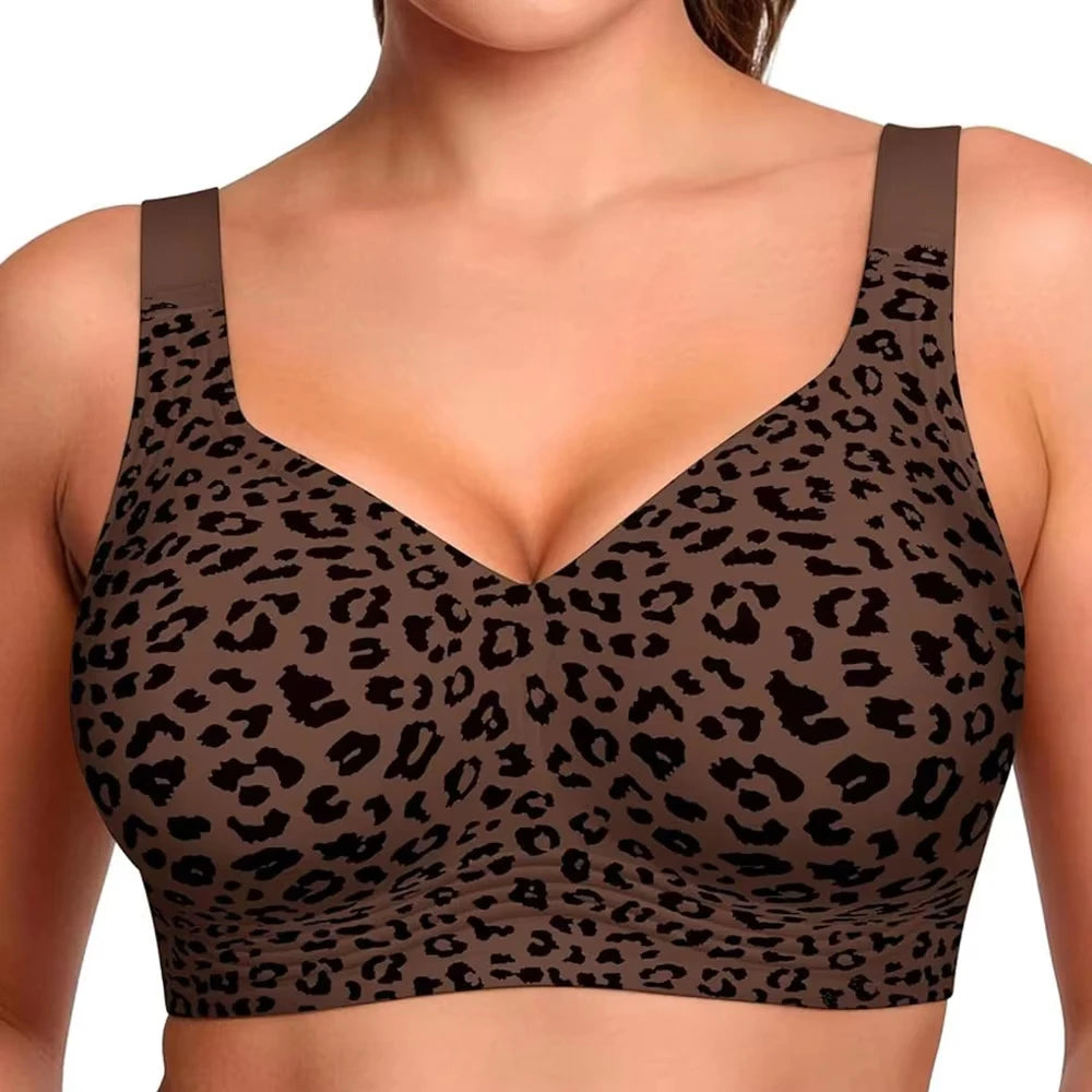 Leopard Wireless Push Up Bra – Seamless Full Coverage Bralette Wireless Bralette Babs