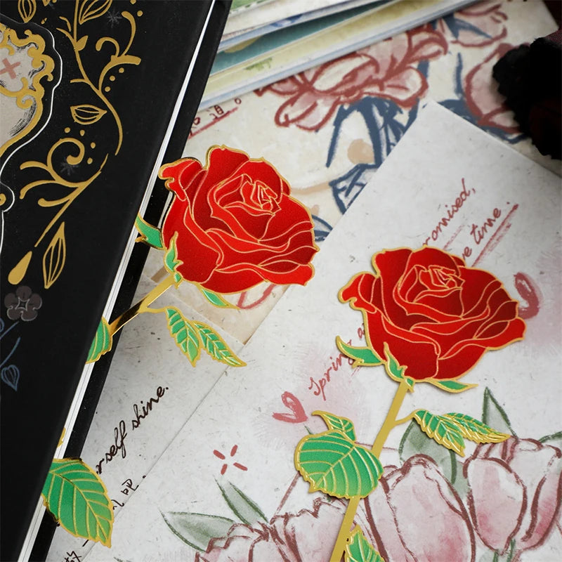 Vintage Rose Metal Bookmark Tassel Book Clip | Student Gift Metal Bookmark Babs