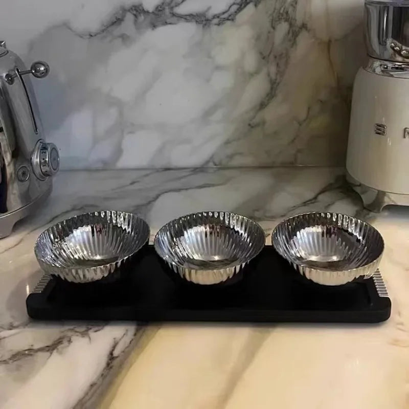 Stainless Steel & Wood Fruit Bowl – Luxury Decorative Tray Decorative Fruit Bowl Babs