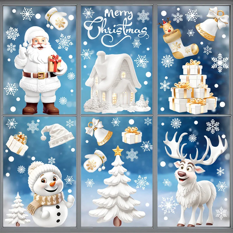 9-Piece Christmas Window Stickers – Santa, Tree & Snowflake Decals Holiday Window Decals Babs