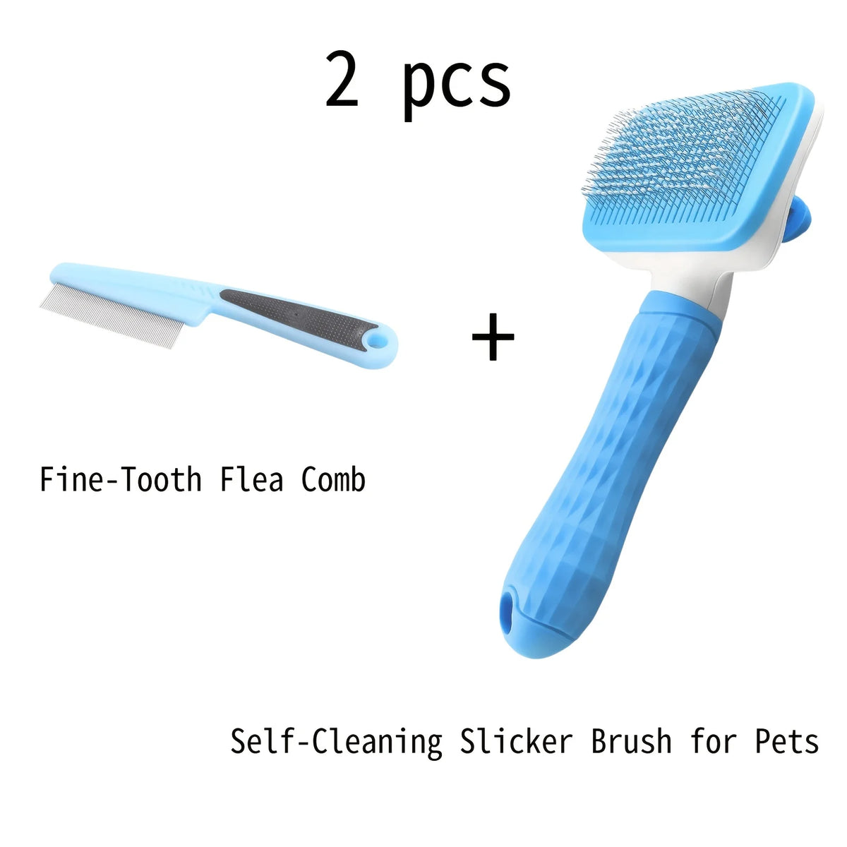 2-Piece Pet Grooming Set – Slicker Brush & Flea Comb Pet Grooming Set Babs 2pcs