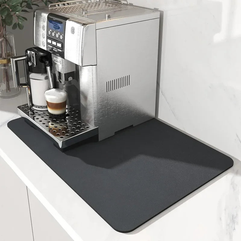 Diatom Mud Coffee Machine Mat – Quick-Dry Dish Drying Pad Dish Drying Mat Babs Black 50X60CM
