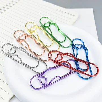 6pcs Heart-Shaped Pen Clip Notebook Accessories – Colored Set Notebook Pen Clip Babs random color6pcs