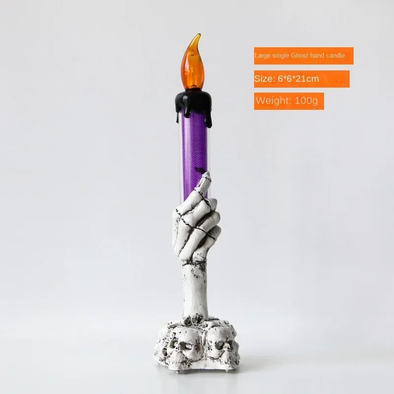 Halloween Skull LED Glowing Candle Lamp – Spooky Party Decor Halloween LED Decor Babs Big-Purple 1PCS