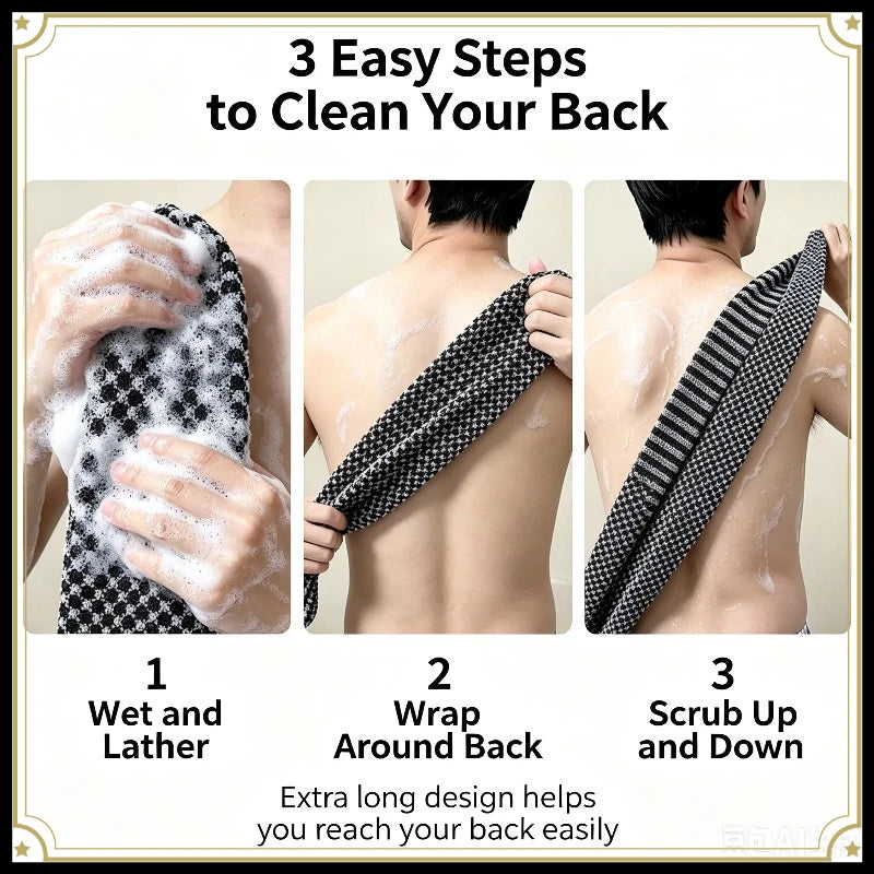 Exfoliating Body Scrubber Towel – Back Washcloth 1/3 Pcs Body Scrubber Towel Babs