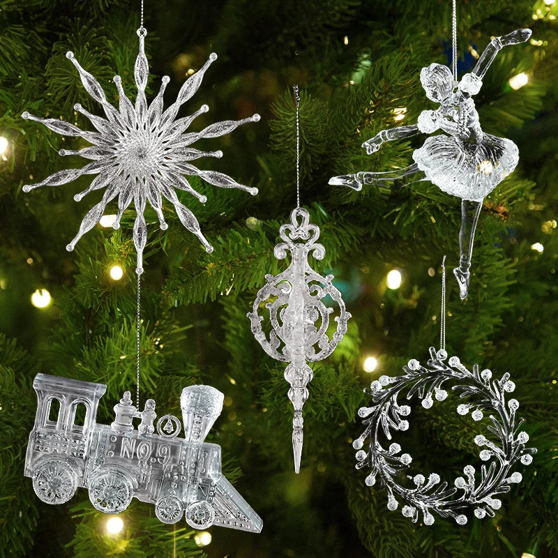 Acrylic Snowflake Christmas Ornaments – Transparent Pendants Christmas Tree Ornaments Babs