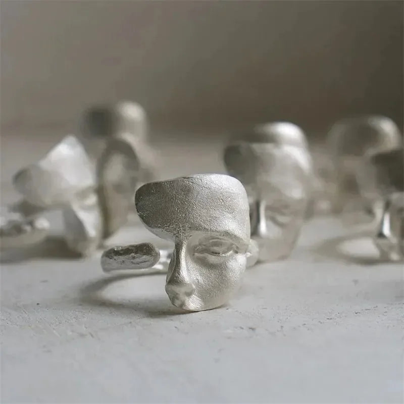 Mystical Masked Face Open Ring – Goth Copper Jewelry Fashion Ring Babs