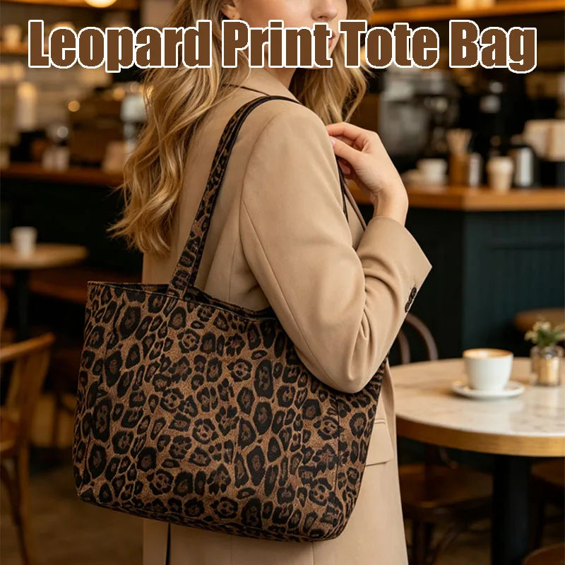 Vintage Leopard Print Tote Bag – Large Crossbody for Women Leopard Print Tote Bag Babs