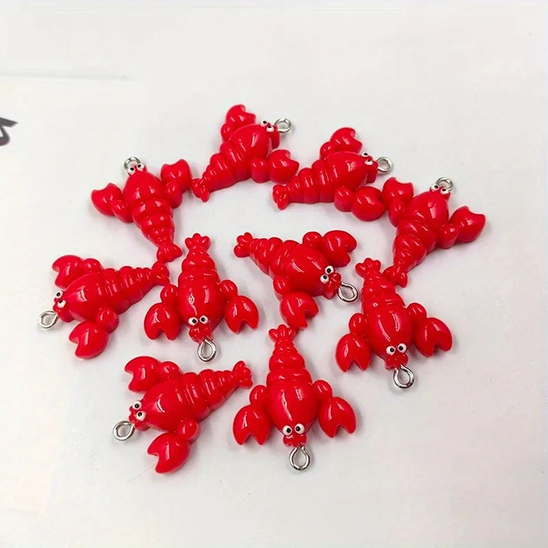 10pcs Kawaii Lobster Resin Charms – DIY Jewelry & Keychain Pendants DIY Jewelry Charms Babs 10pcs