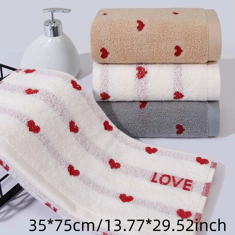 Quick-Dry Cotton Face Towels with Heart Pattern | Babs Cotton Face Towel Babs