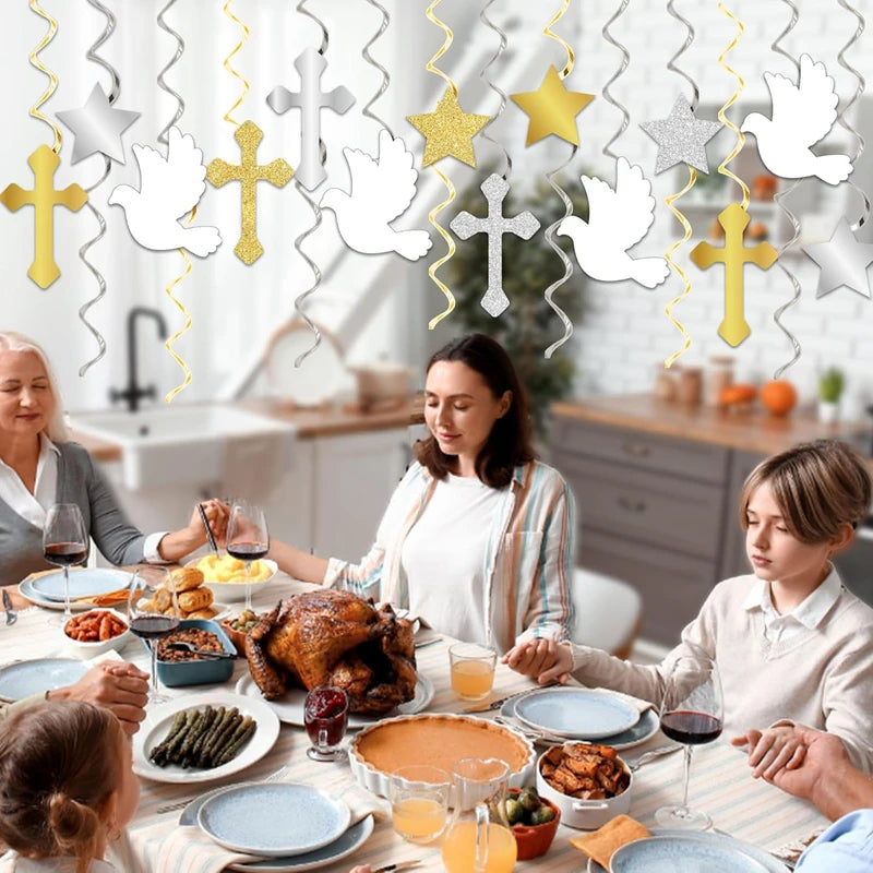 First Communion Baptism Hanging Swirls Party Decorations 6/12Pcs Party Hanging Decorations Babs